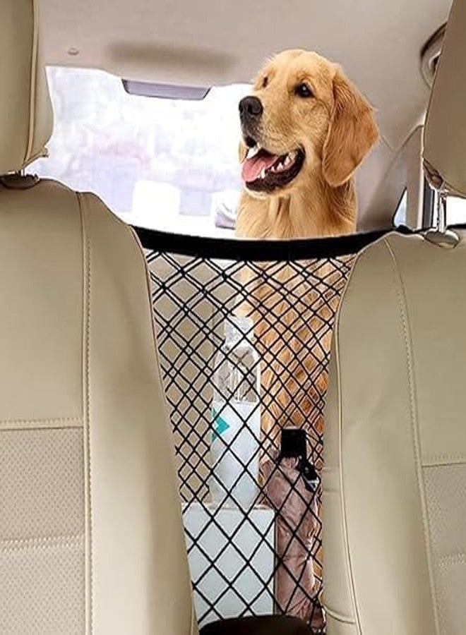 Barrier HR MALL car mesh Organizer car mid net Between car Front Seats car Storage Accessories Interior car seat net Holder Barrier of Backseat Pet Kids,Cargo Tissue Purse Holder (Pack of 1) - Image 3